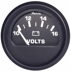 FARIA EURO BLACK 2" VOLTMETER (10-16 V)