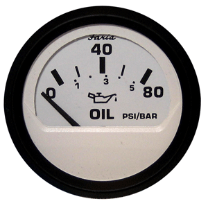 FARIA EURO WHITE 2" OIL PRESSURE GAUGE (80 PSI)