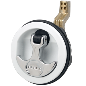 PERKO FLUSH LATCH, SURFACE MOUNT OFFSET CAM BAR, 2.5" HOLE, WHITE
