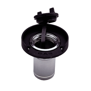 PERKO GAS FILL F/1-1/2" HOSE, CHROME PLATED ZINC, BLACK FLANGE