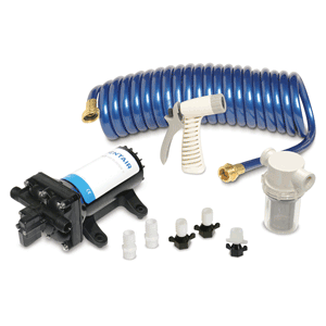 SHURFLO BY PENTAIR PRO WASHDOWN KIT II ULTIMATE, 12 VDC, 5.0 GPM, INCLUDES PUMP, FITTINGS, NOZZLE, STRAINER, 25' HOSE