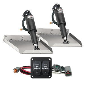 LENCO 12" X 12" EDGE MOUNT TRIM TAB KIT W/DOUBLE ROCKER SWITCH KIT