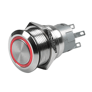 MARINCO PUSH BUTTON SWITCH, 24V LATCHING ON/OFF, RED LED