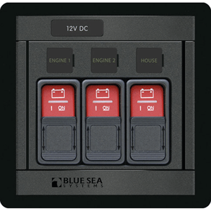 BLUE SEA 1148 REMOTE CONTROL PANEL W/(3) 2145 REMOTE CONTROL CONTURA SWITCH