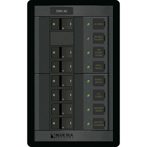 BLUE SEA 1202 120V AC MAIN + 6 POSITIONS, VERTICAL
