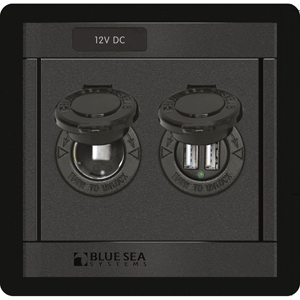 BLUE SEA 1478 360 PANEL, 12V DC SOCKET & DUAL USB CHARGER