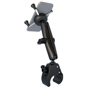 RAM MOUNT UNIVERSAL TOUGH-CLAW BASE W/LONG DOUBLE SOCKET ARM & UNIVERSAL X-GRIP CELL/IPHONE CRADLE