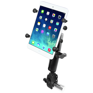 RAM MOUNT TOUGH-CLAW BASE W/LONG DOUBLE SOCKET ARM & UNIVERSAL X-GRIP CRADLE W/1" BALL F/7" TABLETS