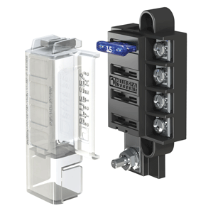 BLUE SEA 5045 ST BLADE COMPACT FUSE BLOCKS, 4 CIRCUITS W/COVER