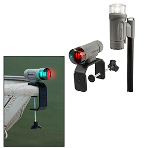 ATTWOOD PADDLESPORT PORTABLE NAVIGATION LIGHT KIT, C-CLAMP, SCREW DOWN OR ADHESIVE PAD, GRAY