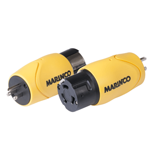 MARINCO STRAIGHT ADAPTER, 15A MALE STRAIGHT BLADE TO 50A 125/250V FEMALE LOCKING