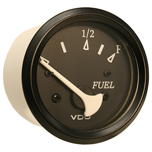 VDO COCKPIT MARINE 52MM (2-1/16") FUEL LEVEL GAUGE, BLACK DIAL/BEZEL