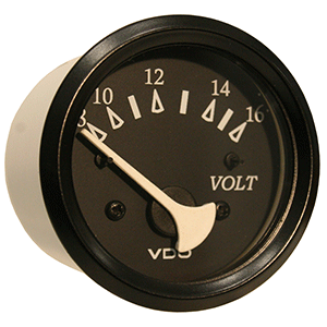 VDO COCKPIT MARINE 52MM (2-1/16") VOLTMETER- BLACK DIAL/BEZEL