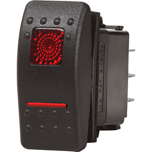 BLUE SEA 7936 CONTURA II SWITCH DPDT BLACK, ON-OFF-ON