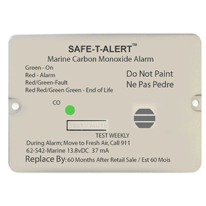 SAFE-T-ALERT 62 SERIES CARBON MONOXIDE ALARM, 12V, 62-542-MARINE, FLUSH MOUNT, WHITE