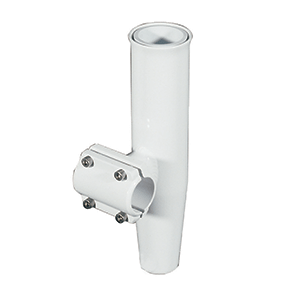 LEE'S CLAMP-ON ROD HOLDER, WHITE ALUMINUM, HORIZONTAL MOUNT, FITS 1.900" O.D. PIPE