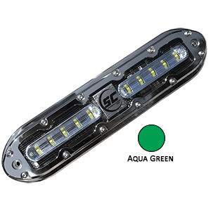 SHADOW-CASTER SCM-10 LED UNDERWATER LIGHT W/20' CABLE, 316 SS HOUSING, AQUA GREEN
