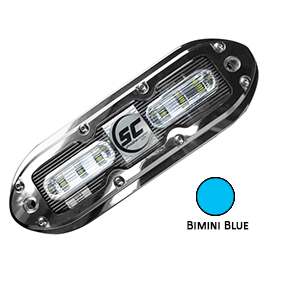 SHADOW-CASTER SCM-6 LED UNDERWATER LIGHT W/20' CABLE, 316 SS HOUSING, BIMINI BLUE