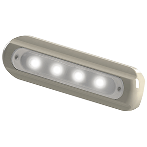 TACO 4-LED DECK LIGHT, FLAT MOUNT, WHITE HOUSING