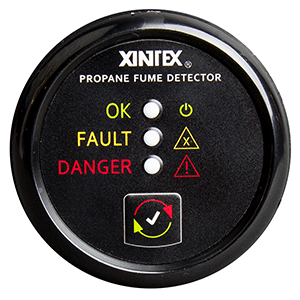 FIREBOY-XINTEX PROPANE FUME DETECTOR W/PLASTIC SENSOR, NO SOLENOID VALVE, BLACK BEZEL DISPLAY