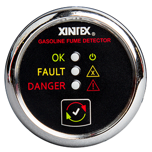 FIREBOY-XINTEX GASOLINE FUME DETECTOR, CHROME BEZEL, 12/24V