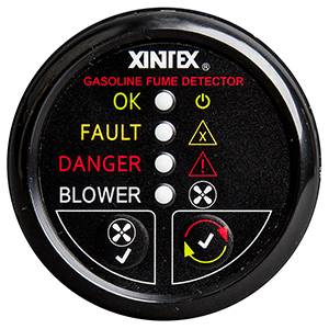 FIREBOY-XINTEX GASOLINE FUME DETECTOR W/BLOWER CONTROL, BLACK BEZEL, 12V