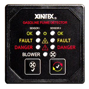 FIREBOY-XINTEX GASOLINE FUME DETECTOR W/DUAL CHANNEL & BLOWER CONTROL, 12/24V