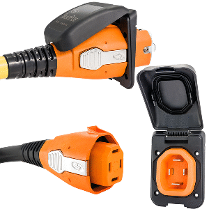 SMARTPLUG 50 AMP INLET & FEMALE CORD CONNECTOR COMBO, BLACK