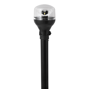 ATTWOOD LIGHTARMOR ALL-AROUND LIGHT, 12" BLACK POLE, BLACK HORIZONTAL COMPOSITE BASE W/ADAPTER