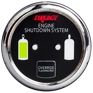 FIREBOY-XINTEX DELUXE HELM DISPLAY W/GAUGE BODY, LED & COLOR GRAPHICS F/ENGINE SHUTDOWN SYSTEM, CHROME BEZEL DISPLAY