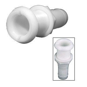 PERKO 1-1/8" THRU-HULL FITTING F/HOSE NARROW FLANGE, PLASTIC