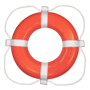 TAYLOR MADE FOAM RING BUOY, 30", ORANGE W/WHITE GRAB LINE