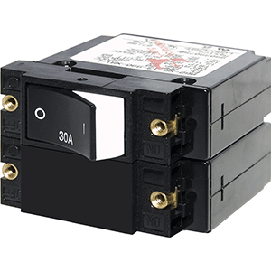 BLUE SEA 7574 A-SERIES RAISED ROCKER CIRCUIT BREAKER, DOUBLE POLE, 30A