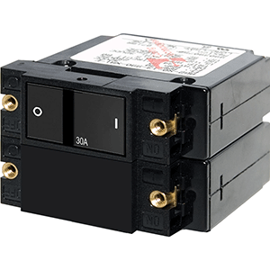 BLUE SEA 7414 A-SERIES FLAT ROCKER CIRCUIT BREAKER, DOUBLE POLE, 30A