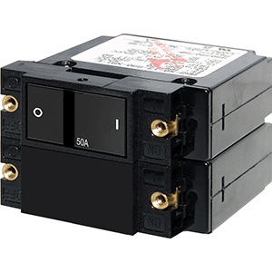 BLUE SEA 7417 A-SERIES FLAT ROCKER CIRCUIT BREAKER, DOUBLE POLE, 50A