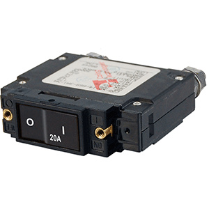 BLUE SEA 7543 C-SERIES FLAT ROCKER CIRCUIT BREAKER, SINGLE POLE, 20A