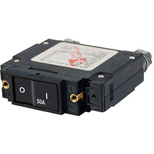 BLUE SEA 7546 C-SERIES FLAT ROCKER CIRCUIT BREAKER, SINGLE POLE, 50A