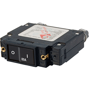 BLUE SEA 7548 C-SERIES FLAT ROCKER CIRCUIT BREAKER, SINGLE POLE, 80A