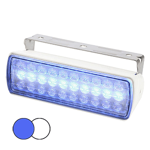 HELLA MARINE SEA HAWK XL DUAL COLOR LED FLOODLIGHTS, BLUE/WHITE LED, WHITE HOUSING