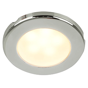 HELLA MARINE EUROLED 75 3" ROUND SCREW MOUNT DOWN LIGHT, WARM WHITE LED, STAINLESS STEEL RIM, 12V