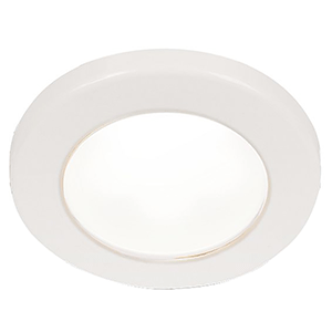 HELLA MARINE EUROLED 75 3" ROUND SCREW MOUNT DOWN LIGHT, WHITE LED, WHITE PLASTIC RIM, 12V