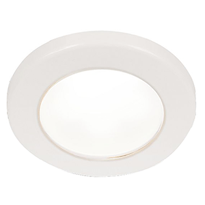 HELLA MARINE EUROLED 75 3" ROUND SCREW MOUNT DOWN LIGHT, WHITE LED, WHITE PLASTIC RIM, 24V