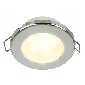 HELLA MARINE EUROLED 75 3" ROUND SPRING MOUNT DOWN LIGHT, WARM WHITE LED, STAINLESS STEEL RIM, 24V