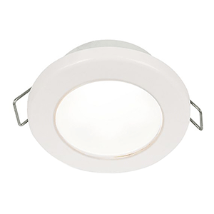 HELLA MARINE EUROLED 75 3" ROUND SPRING MOUNT DOWN LIGHT, WHITE LED, WHITE PLASTIC RIM, 12V