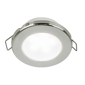 HELLA MARINE EUROLED 75 3" ROUND SPRING MOUNT DOWN LIGHT, WHITE LED, STAINLESS STEEL RIM, 12V