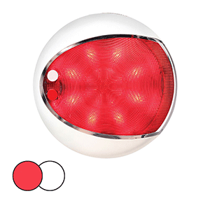 HELLA MARINE EUROLED 130 SURFACE MOUNT TOUCH LAMP, RED/WHITE LED, WHITE HOUSING