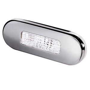 HELLA MARINE SURFACE MOUNT OBLONG LED COURTESY LAMP, WHITE LED, STAINLESS STEEL BEZEL