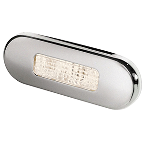 HELLA MARINE SURFACE MOUNT OBLONG LED COURTESY LAMP, WARM WHITE LED, STAINLESS STEEL BEZEL