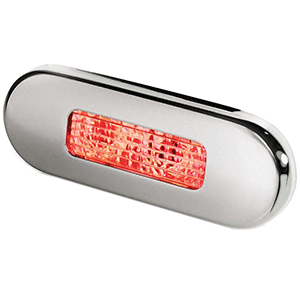 HELLA MARINE SURFACE MOUNT OBLONG LED COURTESY LAMP, RED LED, STAINLESS STEEL BEZEL