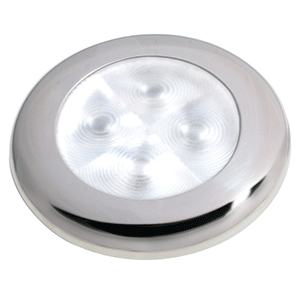HELLA MARINE SLIM LINE LED 'ENHANCED BRIGHTNESS' ROUND COURTESY LAMP, WHITE LED, STAINLESS STEEL BEZEL, 12V